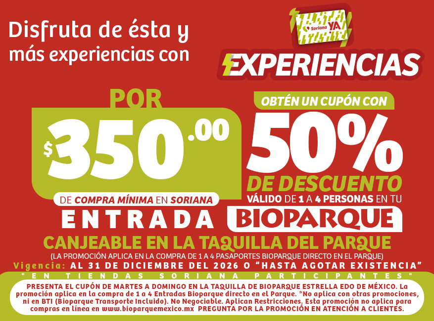 Soriana Experiencias — 50% con cupón Soriana